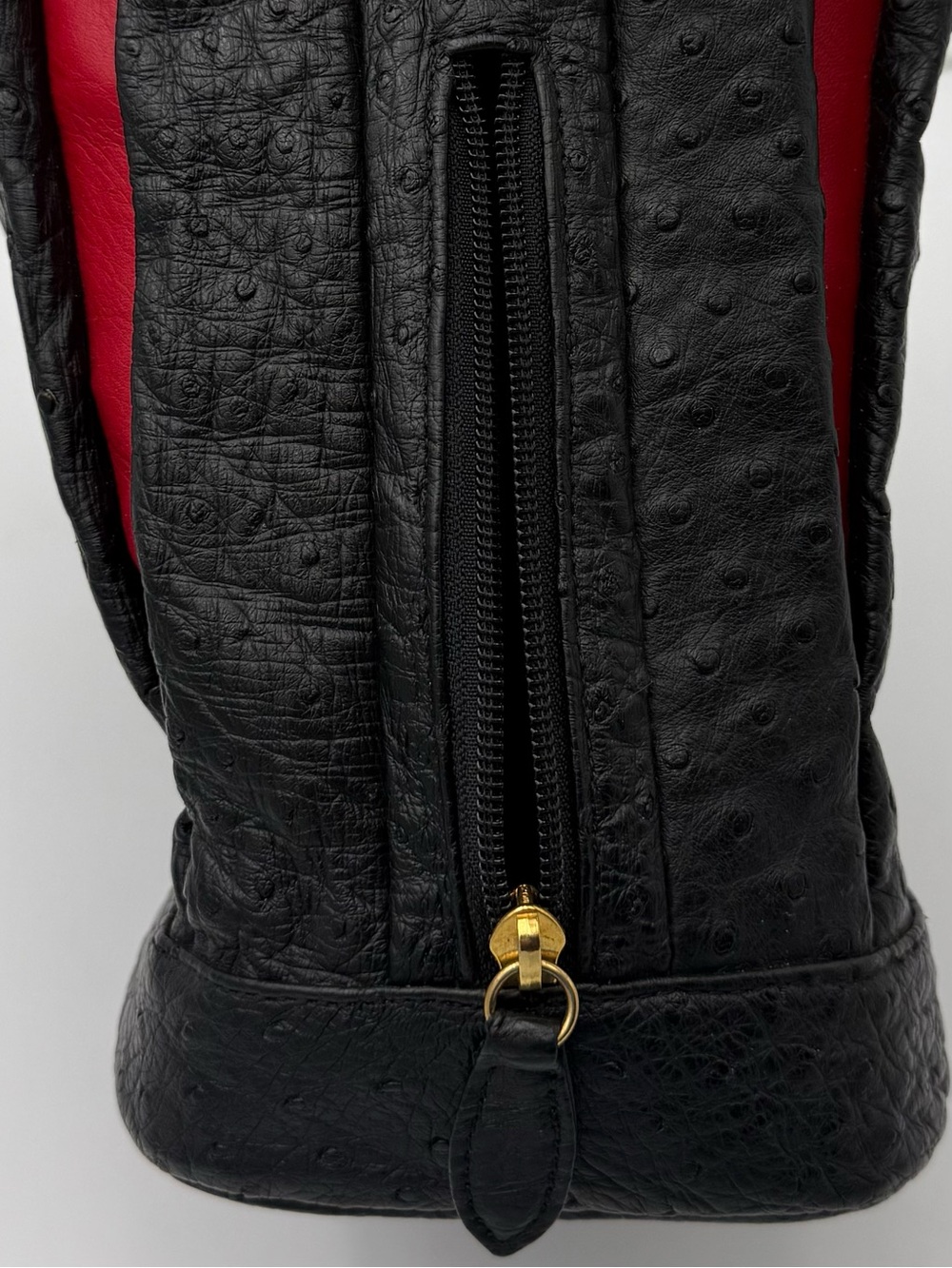 SANPŌ • Black & Red Exotic Genuine OSTRICH Bucket Bag w/ Pouch • Made in JAPAN - Picture 13 of 16
